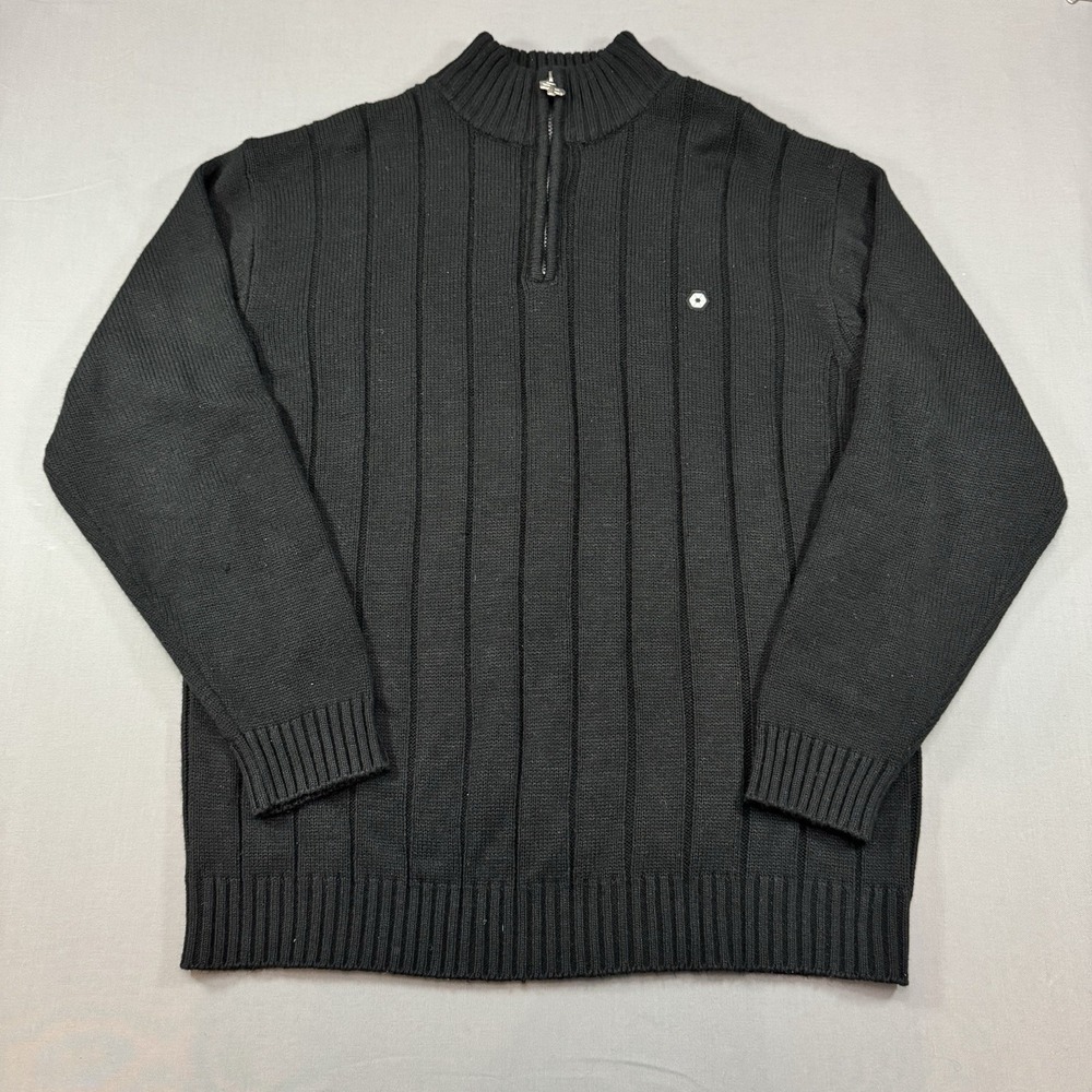 Southpole‎ Black Quarter Zip Knit Sweater Men's Size XL Y2K VTG Style